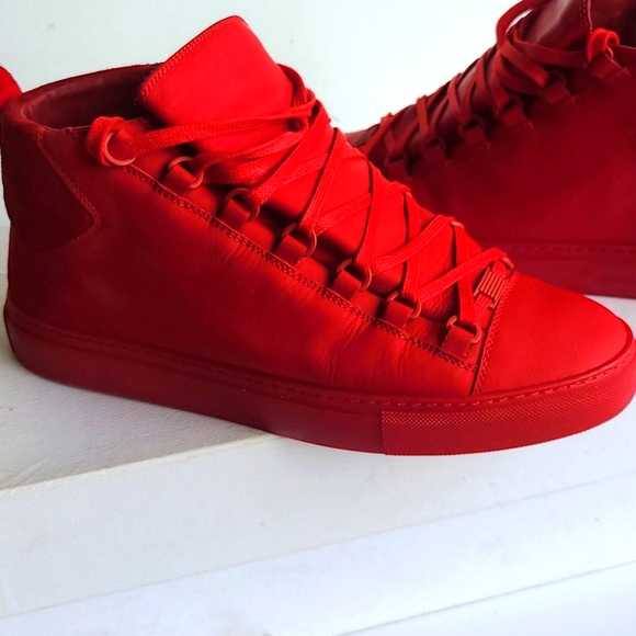 Balenciaga Other - Balenciaga Red Gum Leather to Suede High Top Shoes/ Italy